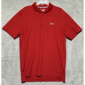 Under Armour Polo‎ Shirt Mens M Heat Gear Performance Red  Short Sleeve